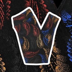 LuLaRoe Black Leggings with Red, Blue, and Gold Pattern